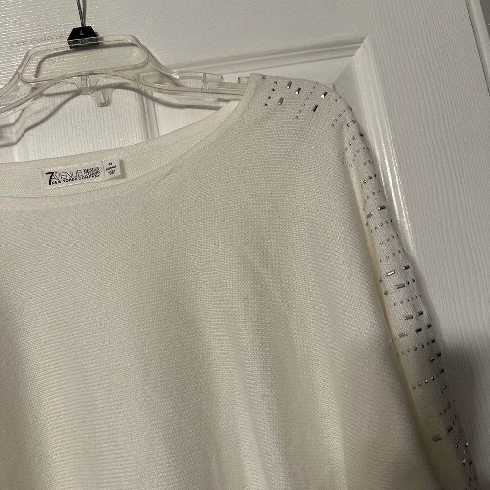 New York and Company 7th Avenue Design Studio Silver Accent Sweater - Picture 5 of 15